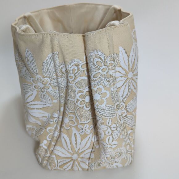 Oscar de la Renta Tote Bag Purse Neiman Marcus Target Floral Lace Canvas Flaw - Picture 5 of 16